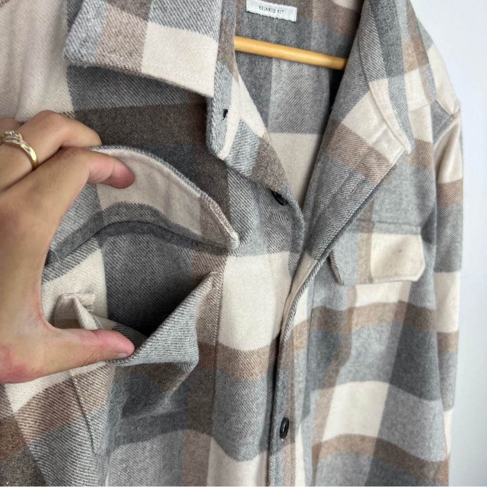 BLAQ Plaid Overshirt Jacket (Shacket) Wool Alpaca Blend Flannel Relaxed Mens XXL - Picture 6 of 11